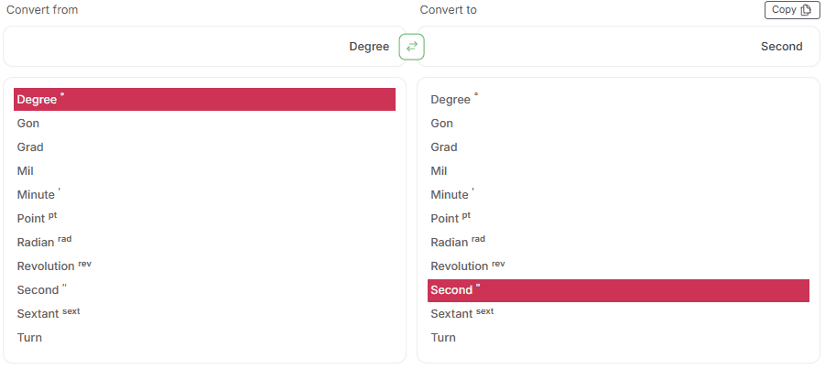 Choosing the Conversion Units