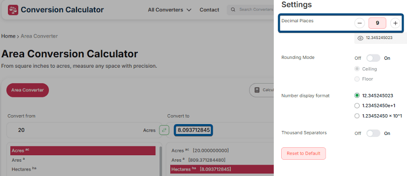 Adjustable decimal precision