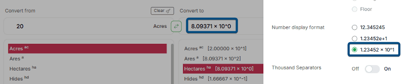 Flexible number display format