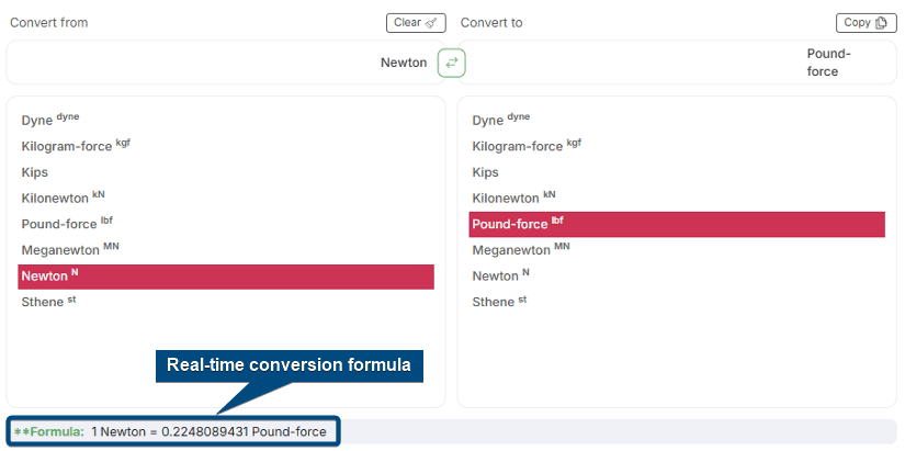 Select source and target force units