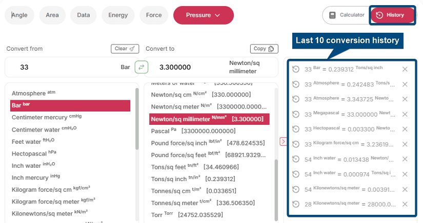Conversion History of Pressure Converter